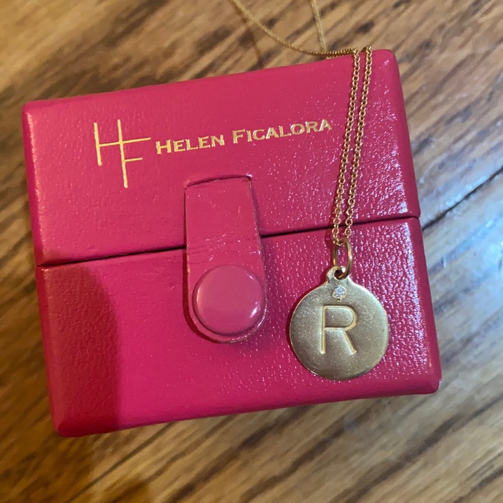 Helen Ficalora Necklace Gold Diamond R with chain